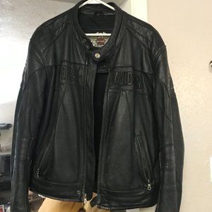 Harley-Davidson Genuine Leather Motorcycle Jacket (with bonus gloves)